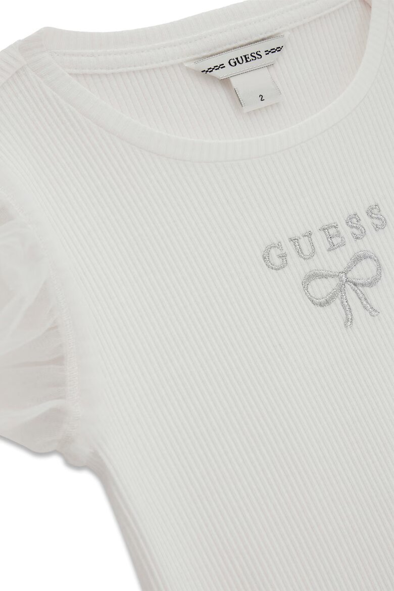 GUESS KIDS Тениска с рипс и надиплени ръкави Бял