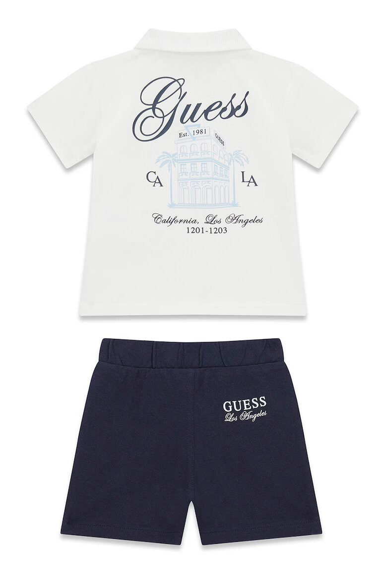 GUESS KIDS Тениска с яка и панталон с лого Бял/Ултрамарин синьо