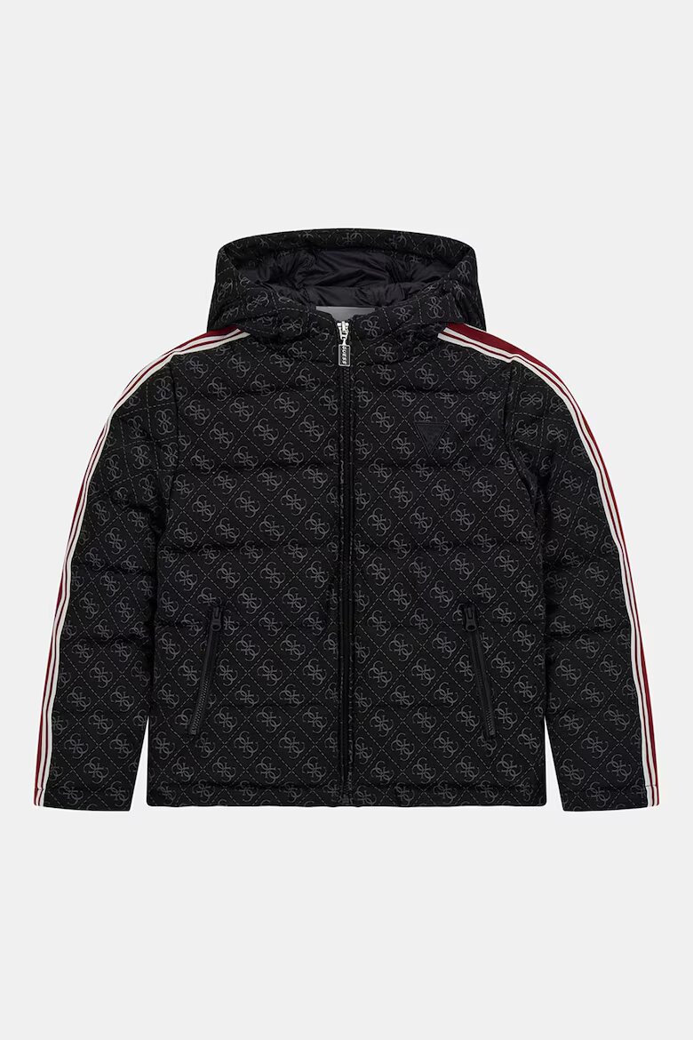 GUESS KIDS Яке с качулка и монограм Черен