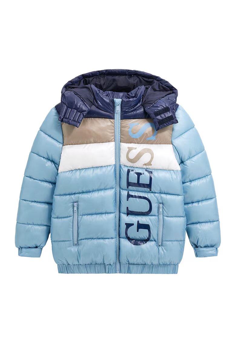 GUESS KIDS Зимно яке с вата - Ледено синьо/Мръснобял/Светло бежово