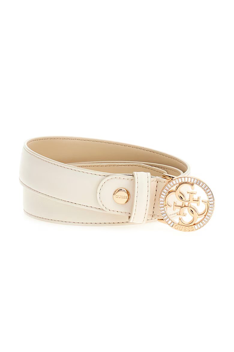 GUESS Колан с монограм на токата Крем