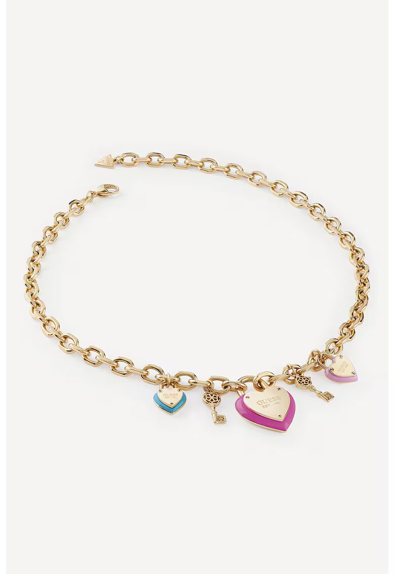 GUESS Колие-верижка с висулка с форма на сърце и ключодържател