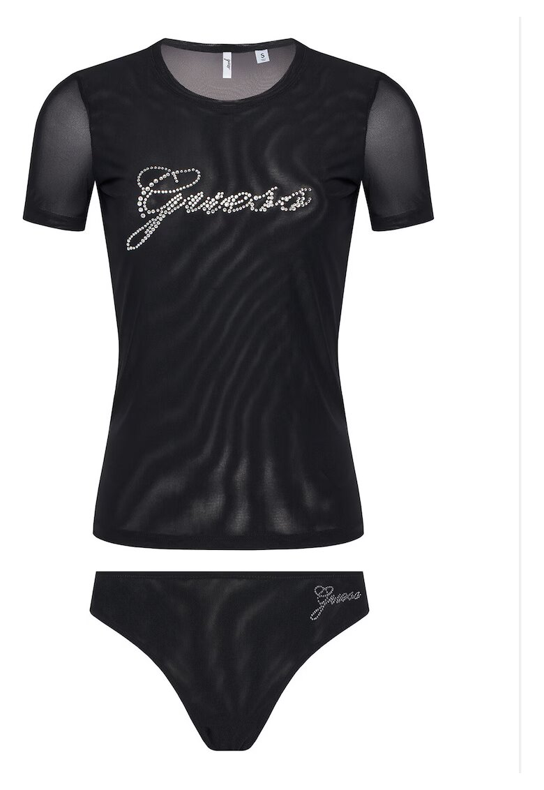 GUESS Комплект дамска пижама черна - от мека материя