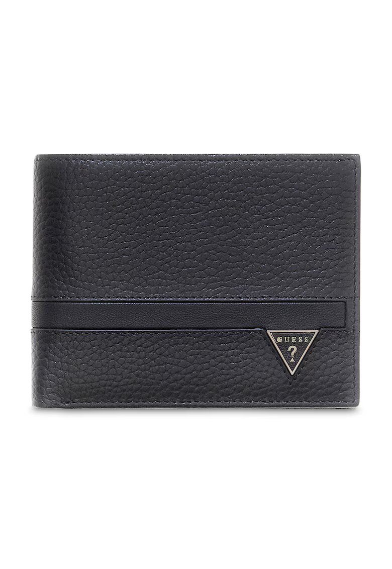 GUESS Кожен портфейл Monaco с двойно прегъване - Черен