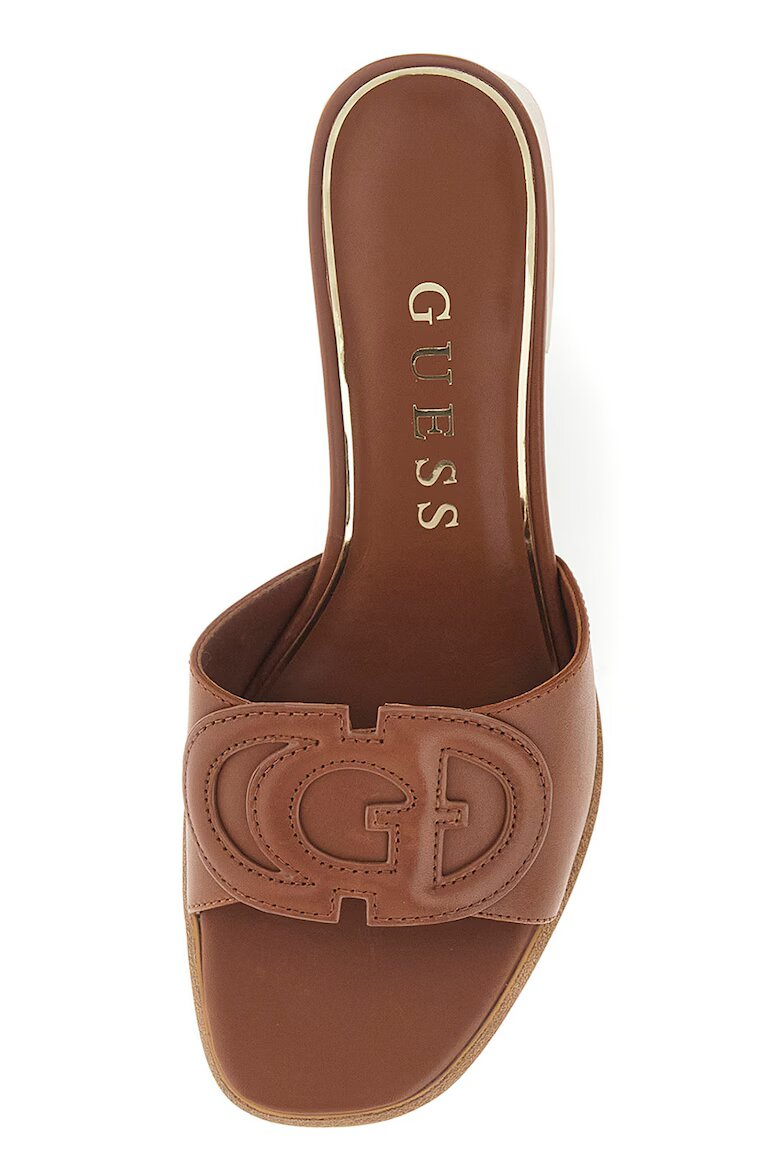 GUESS Кожени чехли с масивен ток Кафяв
