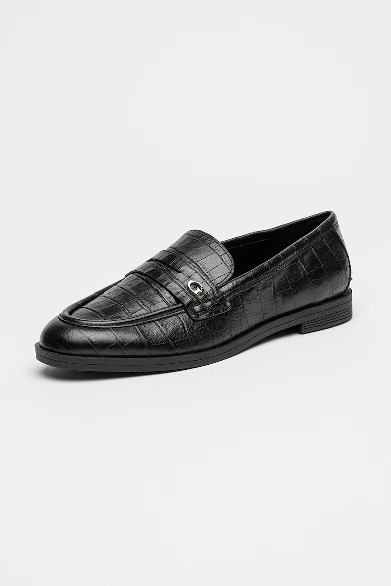 GUESS Кожени мокасини с шагрен Черен