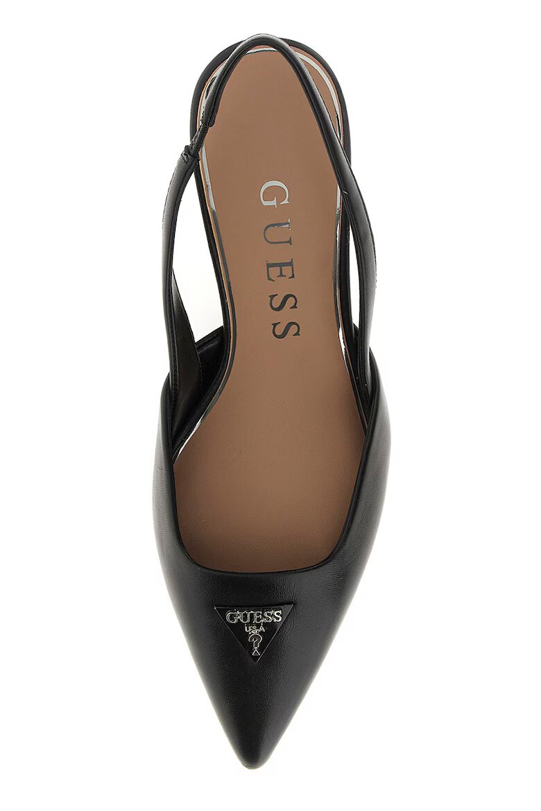 GUESS Кожени обувки на ток с лого Черен