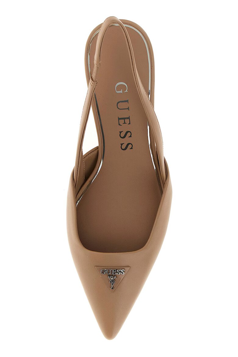 GUESS Кожени обувки на ток с лого Светло бежово