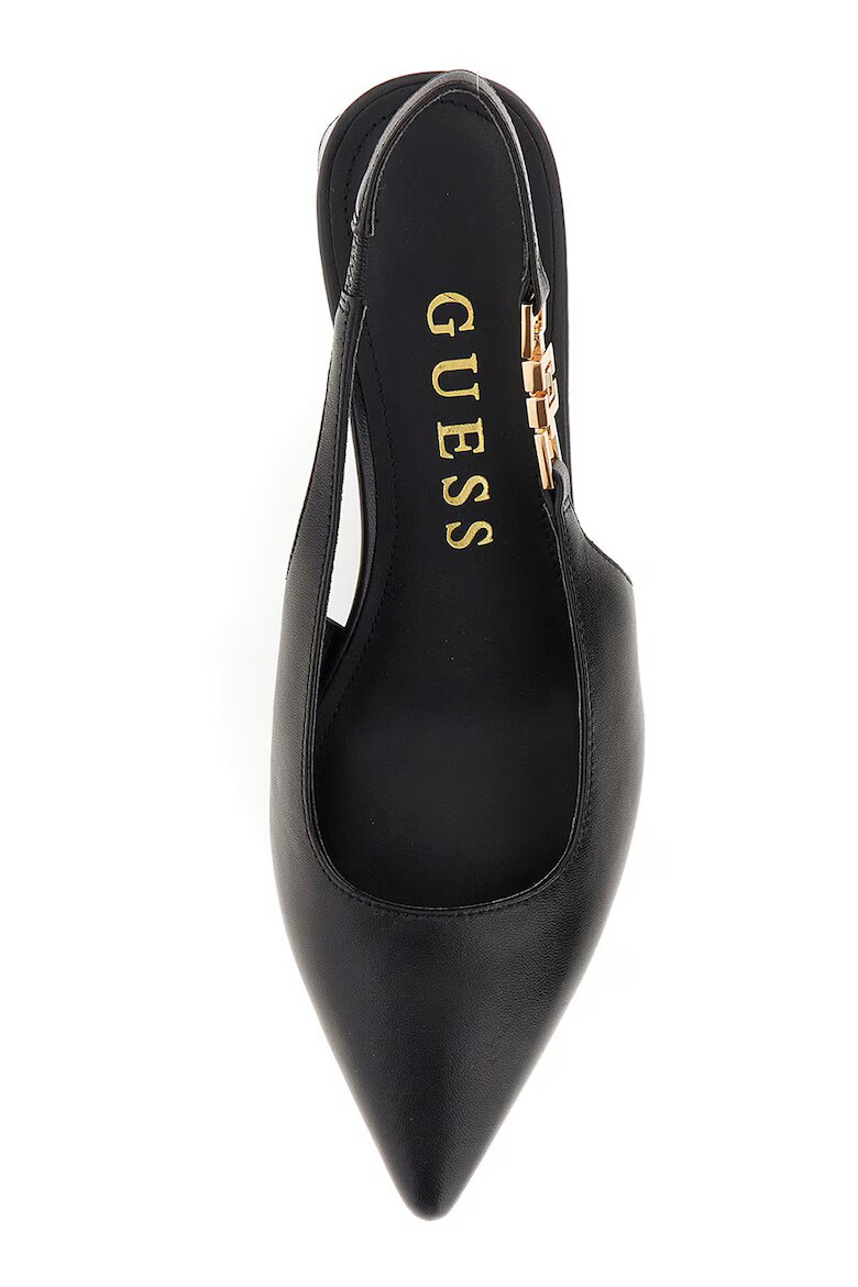 GUESS Кожени обувки с отворена пета и масивен ток Черен