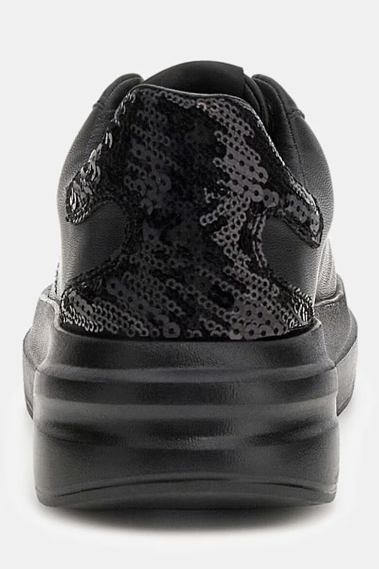 GUESS Кожени спортни обувки с пайети Черен