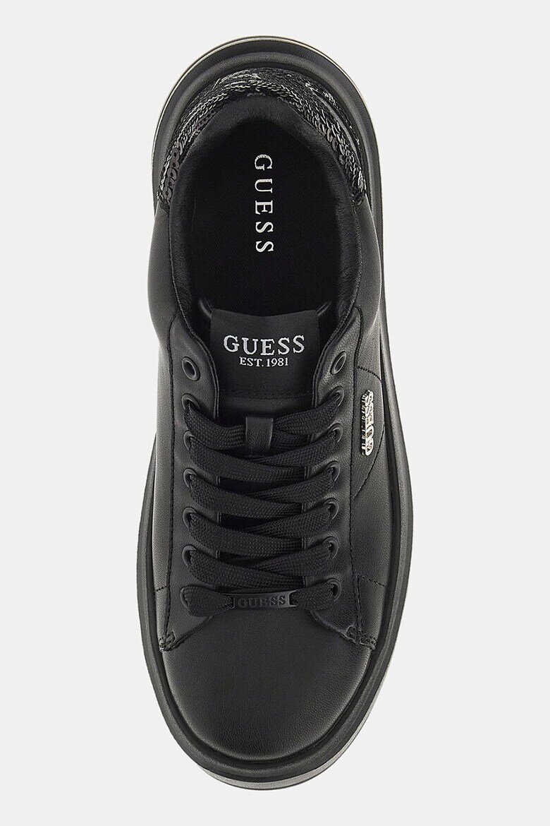 GUESS Кожени спортни обувки с пайети Черен