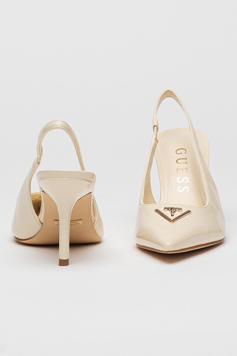 GUESS Лачени обувки с ток стилето и отворена пета Крем