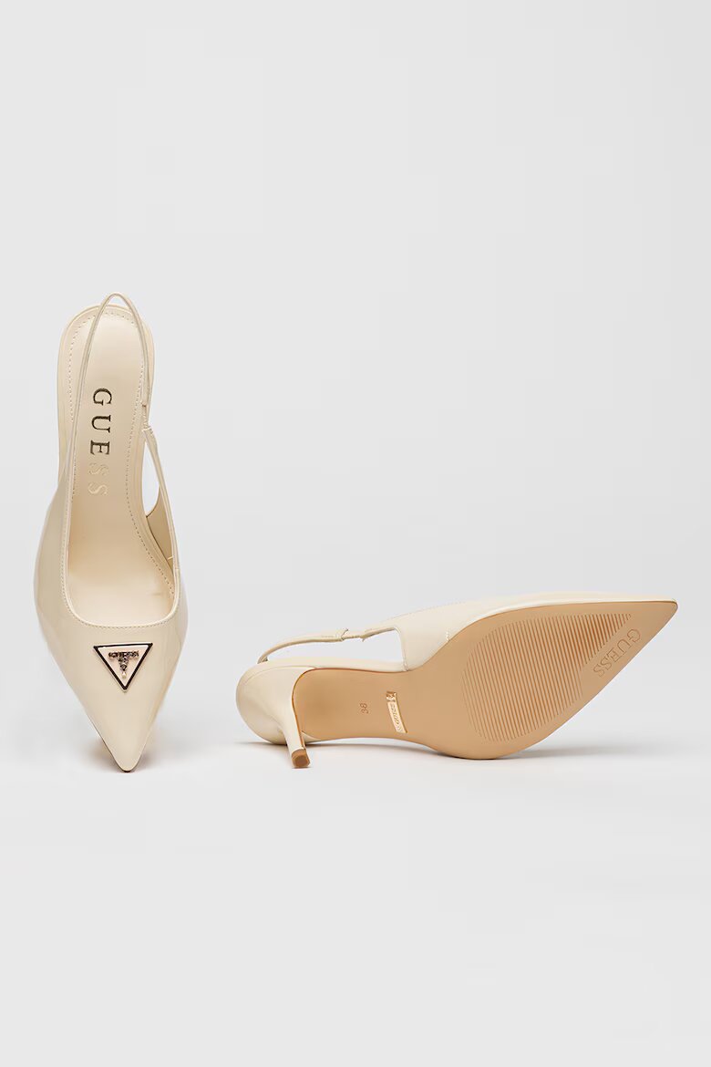 GUESS Лачени обувки с ток стилето и отворена пета Крем