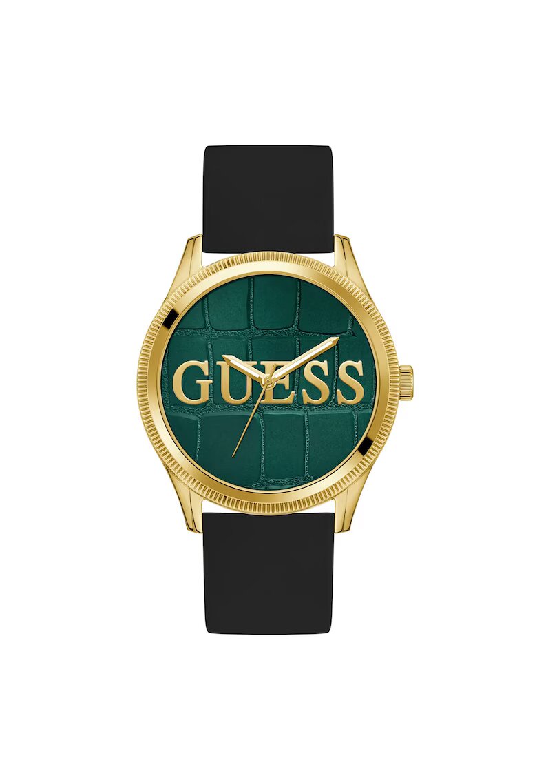 GUESS Мъжки часовник GW0887G2 - 44 мм - силиконова каишка - стоманен корпус - водоустойчив на 3 ATM - черен - златист