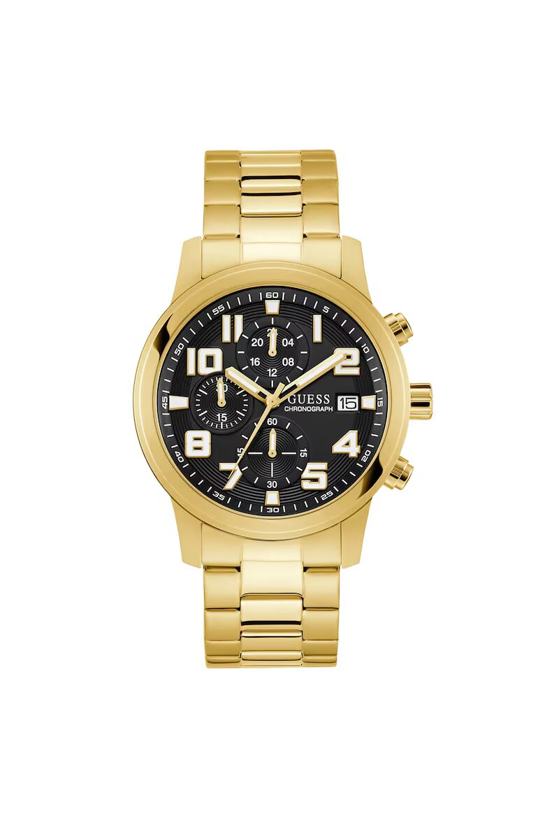 GUESS Мъжки часовник модел GW0917G2 корпус 44мм стоманена каишка златен цвят кварцов механизъм водоустойчивост 5 ATM