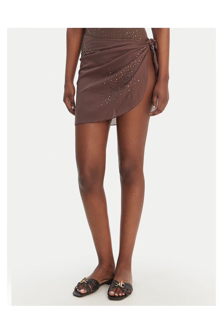 GUESS Мини пола памук кафява Кафяв