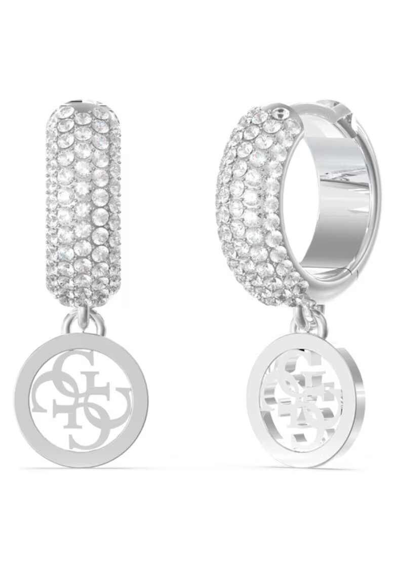 GUESS Обеци Crazy Earring кръгли и кристали JUBE03301JWRHT-U - Сребристи