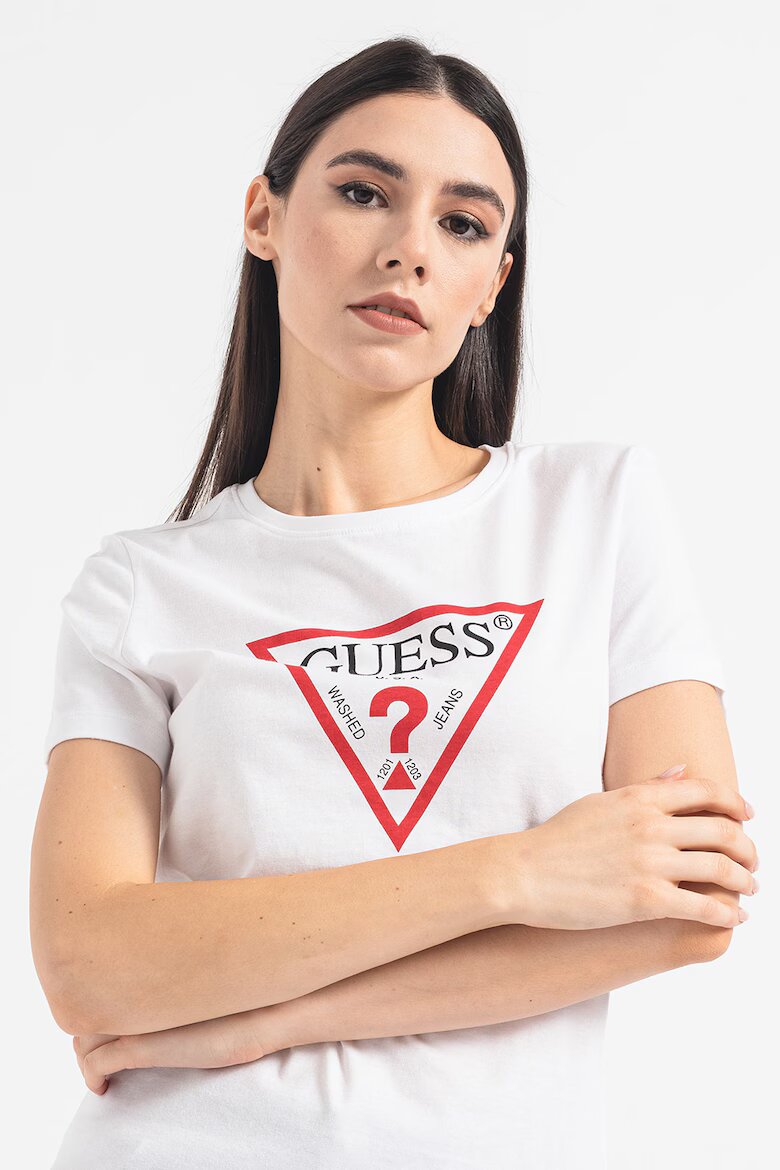 GUESS Памучна тениска с лого Червен/Бял