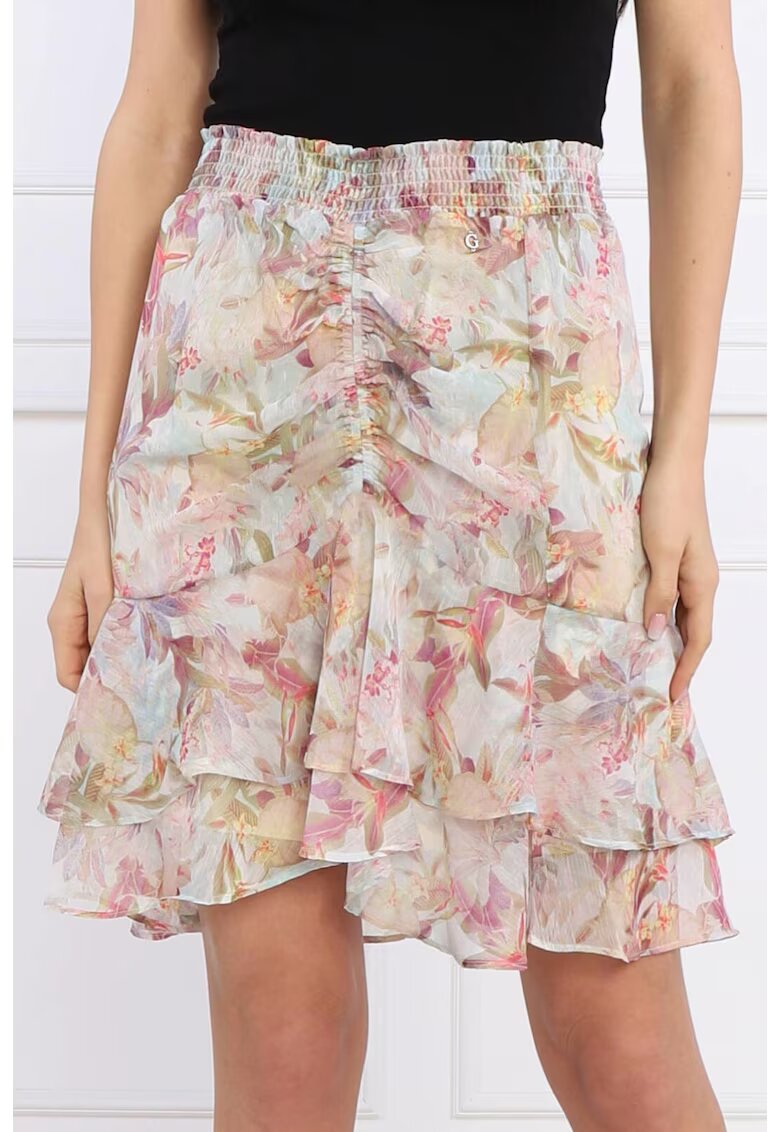 GUESS Пола от шифон - с волани - Розова