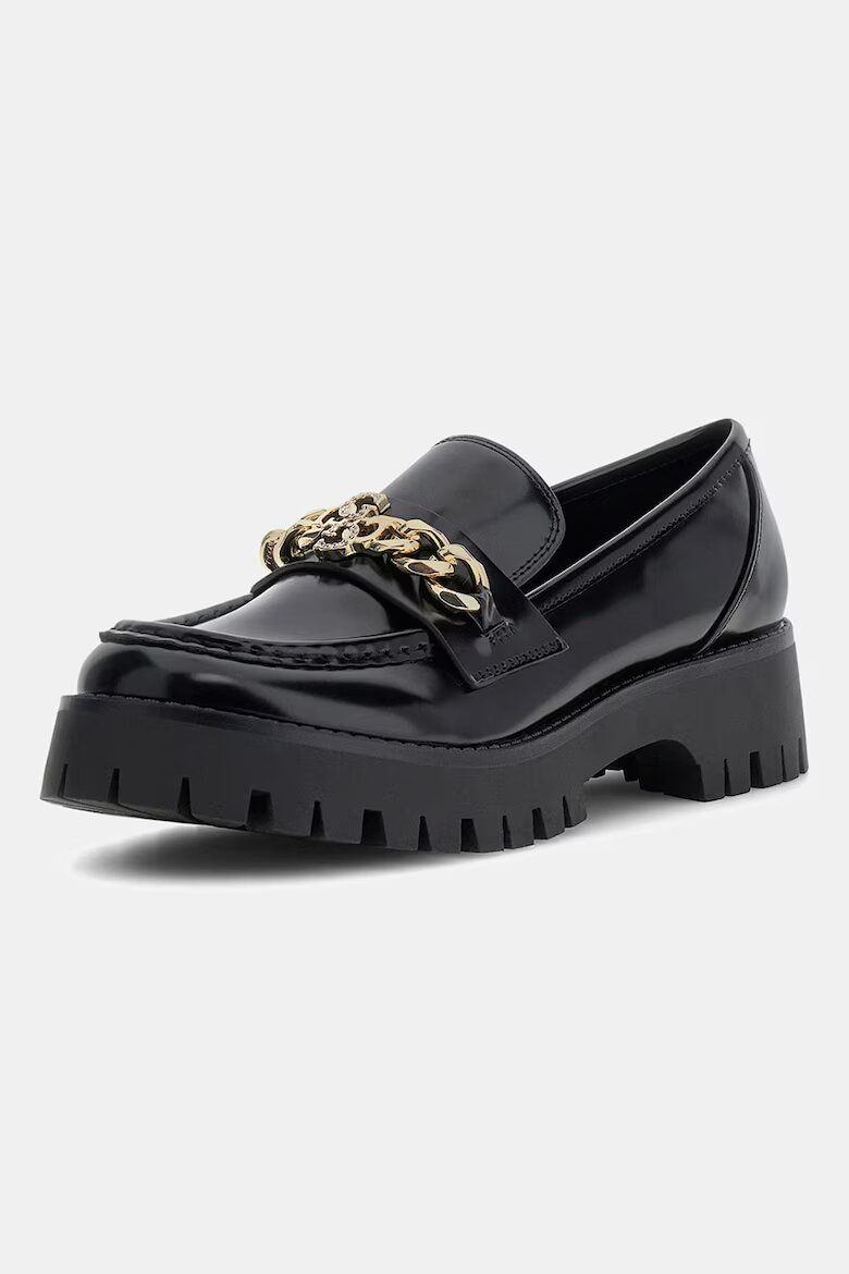 GUESS Полускосени скосени мокасини с верижка Черен