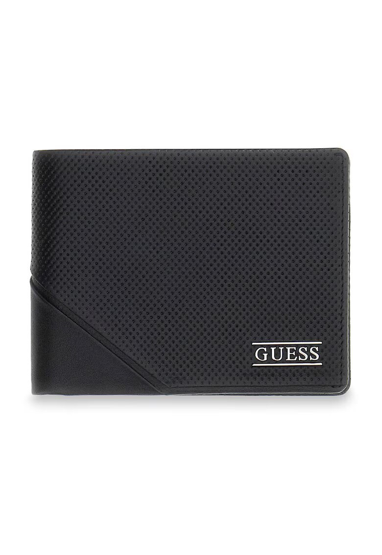 GUESS Портфейл Boston с двойно прегъване и лого - Антрацитно сиво