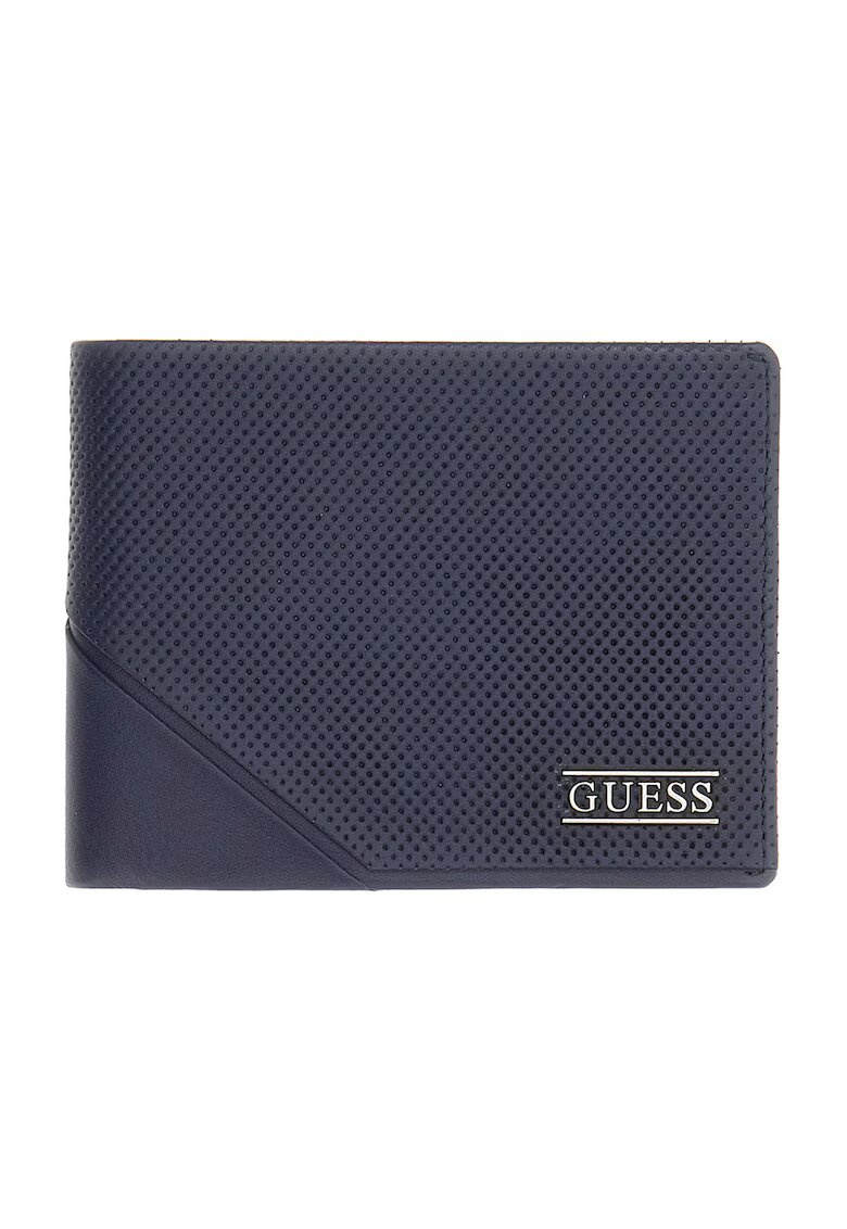 GUESS Портфейл Boston с двойно прегъване и лого - Прашно синьо