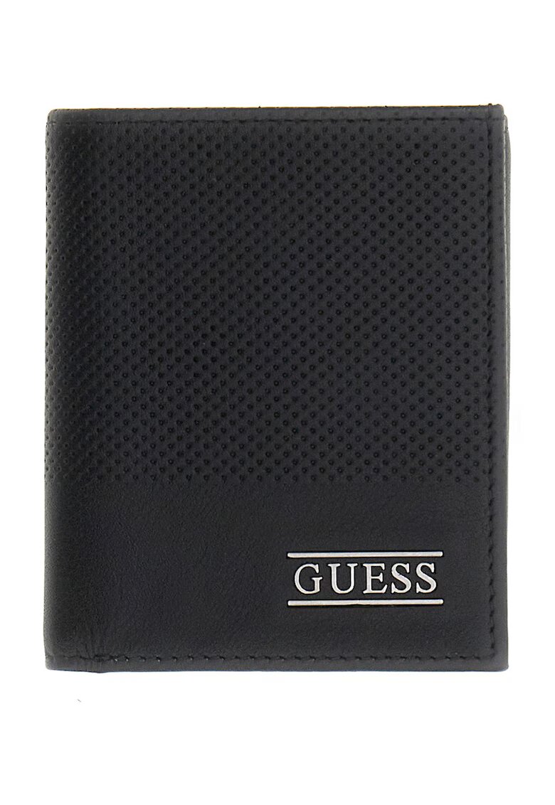 GUESS Портфейл Boston с прегъване и лого - Черен