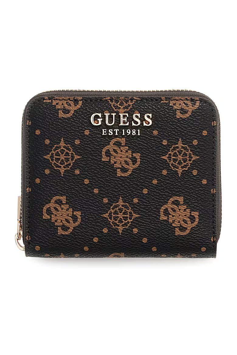 GUESS Портфейл Carrie от еко кожа с лого Черен/Кафяв
