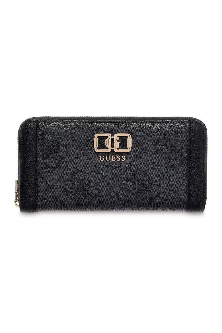 GUESS Портфейл Karnilla от еко кожа с монограм Черен
