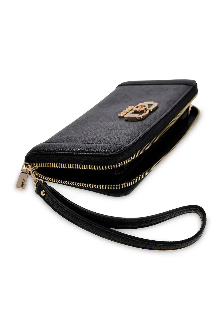 GUESS Портфейл Karnilla от еко кожа с монограм Черен