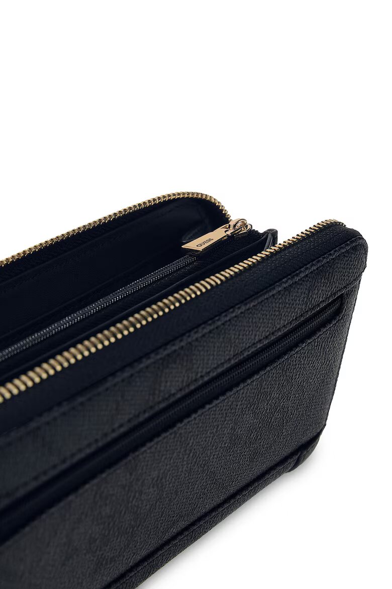 GUESS Портфейл Karnilla от еко кожа с монограм Черен