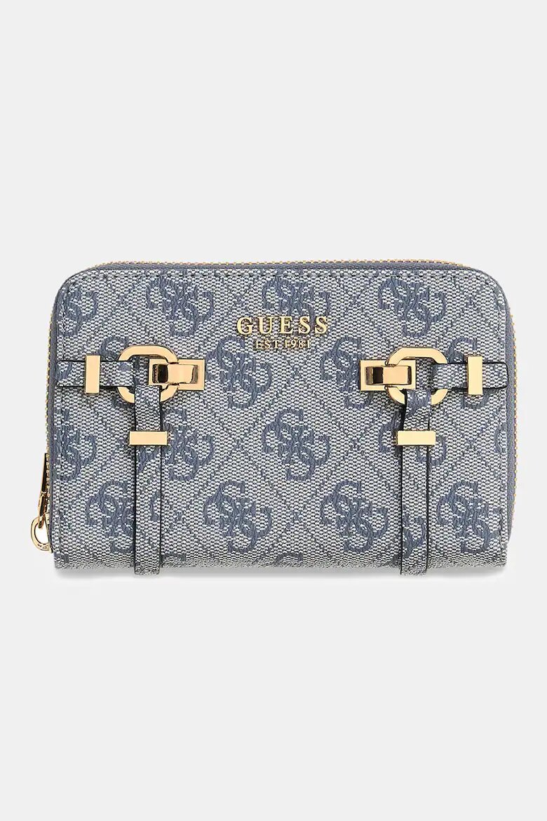 GUESS Портфейл Leona с лого Син