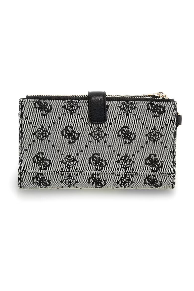 GUESS Портфейл Melinda с монограм и цип Черен/Tъмносив
