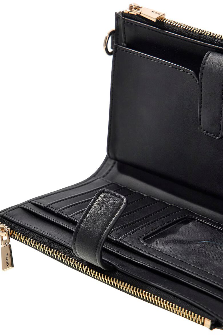 GUESS Портфейл Melinda с монограм и цип Черен/Tъмносив