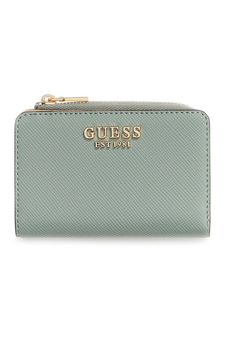 GUESS Портфейл от еко кожа Serenova с двойно прегъване и лого Персийско зелено
