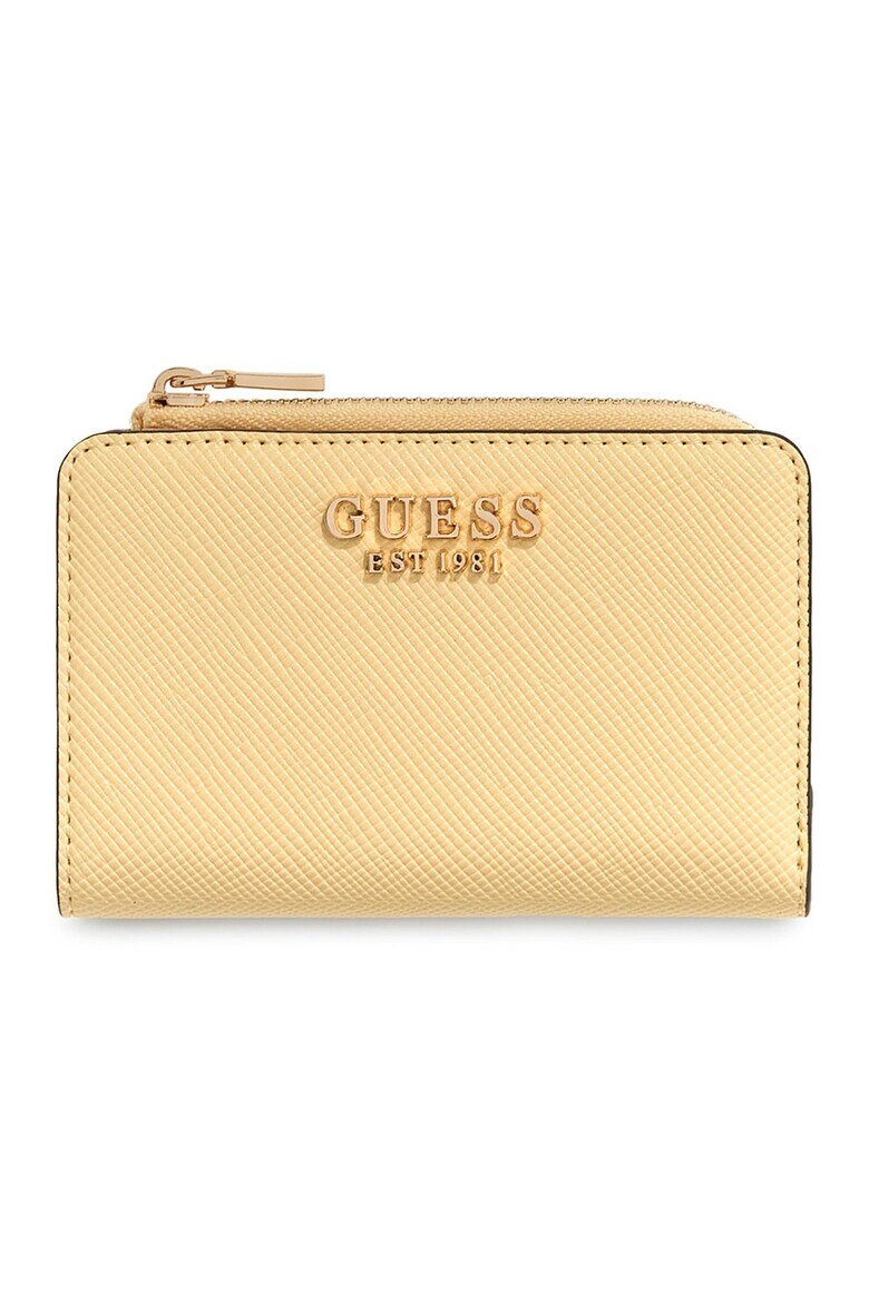 GUESS Портфейл от еко кожа Serenova с двойно прегъване и лого Светло жълто