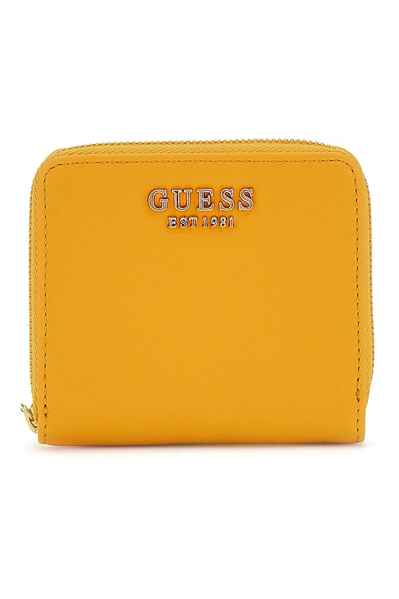 GUESS Портфейл от екологична кожа с ципdwqf Шафраново жълто 9x11x2