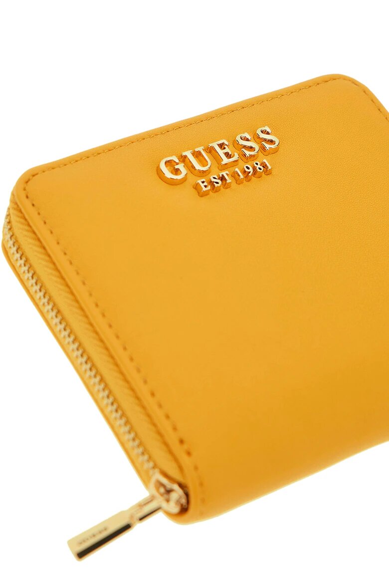 GUESS Портфейл от екологична кожа с ципdwqf Шафраново жълто 9x11x2
