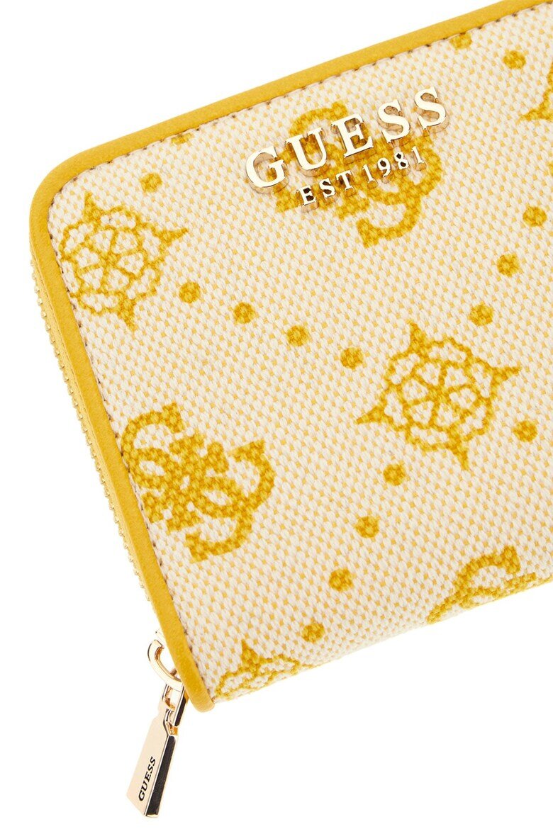 GUESS Портфейл с цип и лого Светло жълто