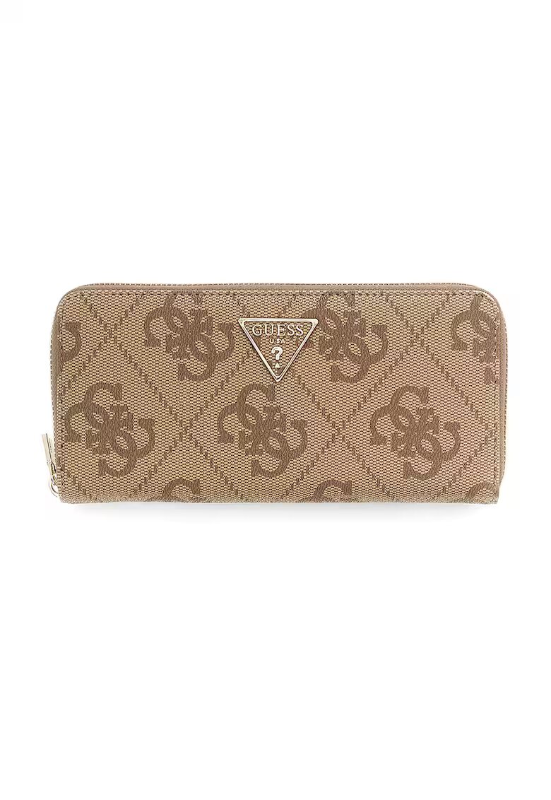 GUESS Портмоне Laurel с цип и монограм - Светлокафяв