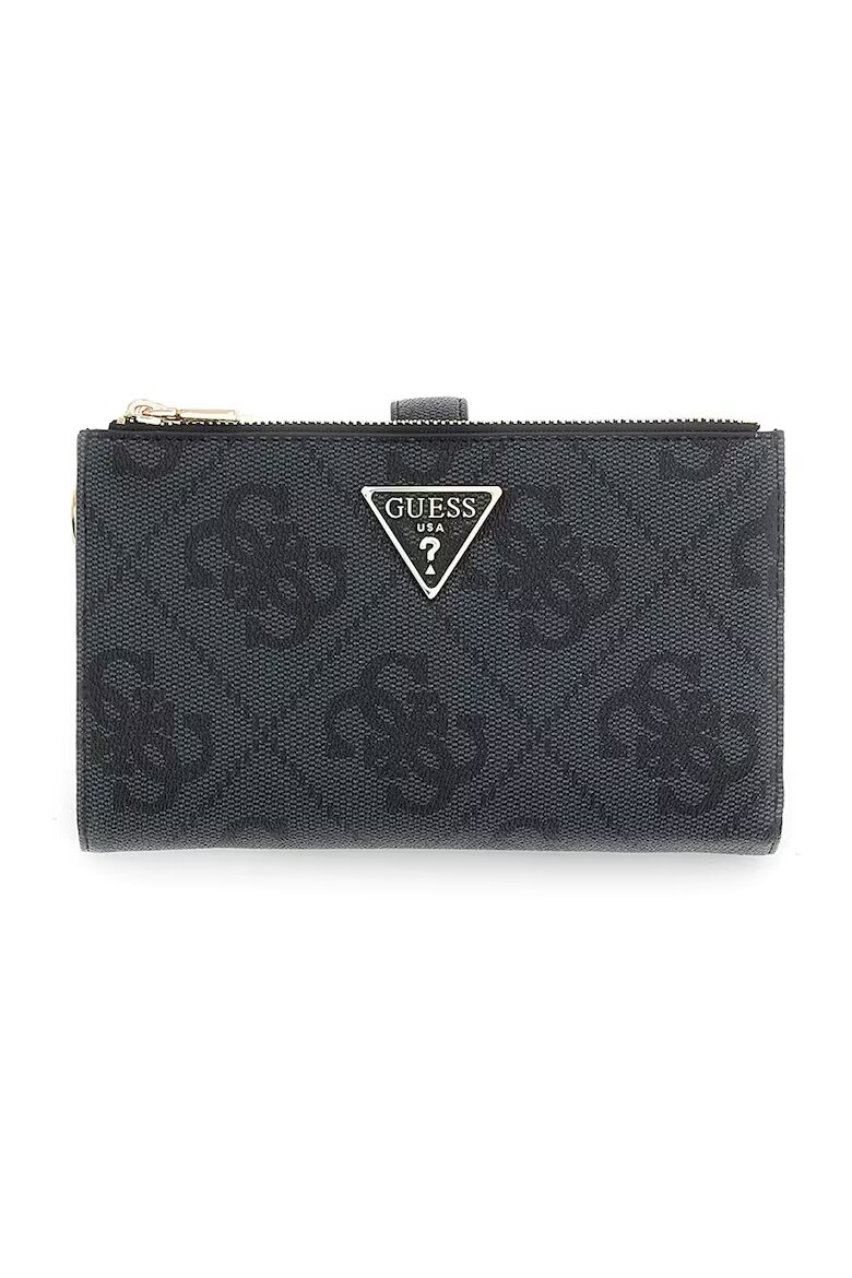 GUESS Портмоне Laurel с цип и монограм Въглен сиво