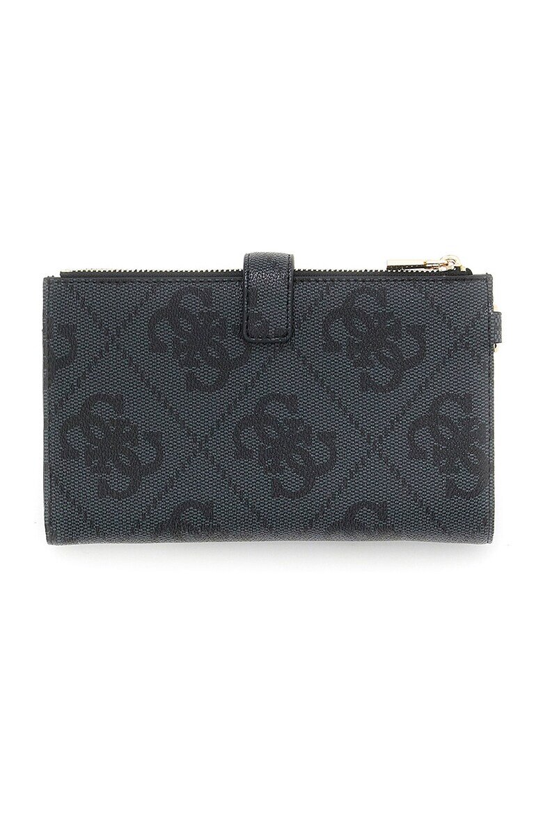 GUESS Портмоне Laurel с цип и монограм Въглен сиво