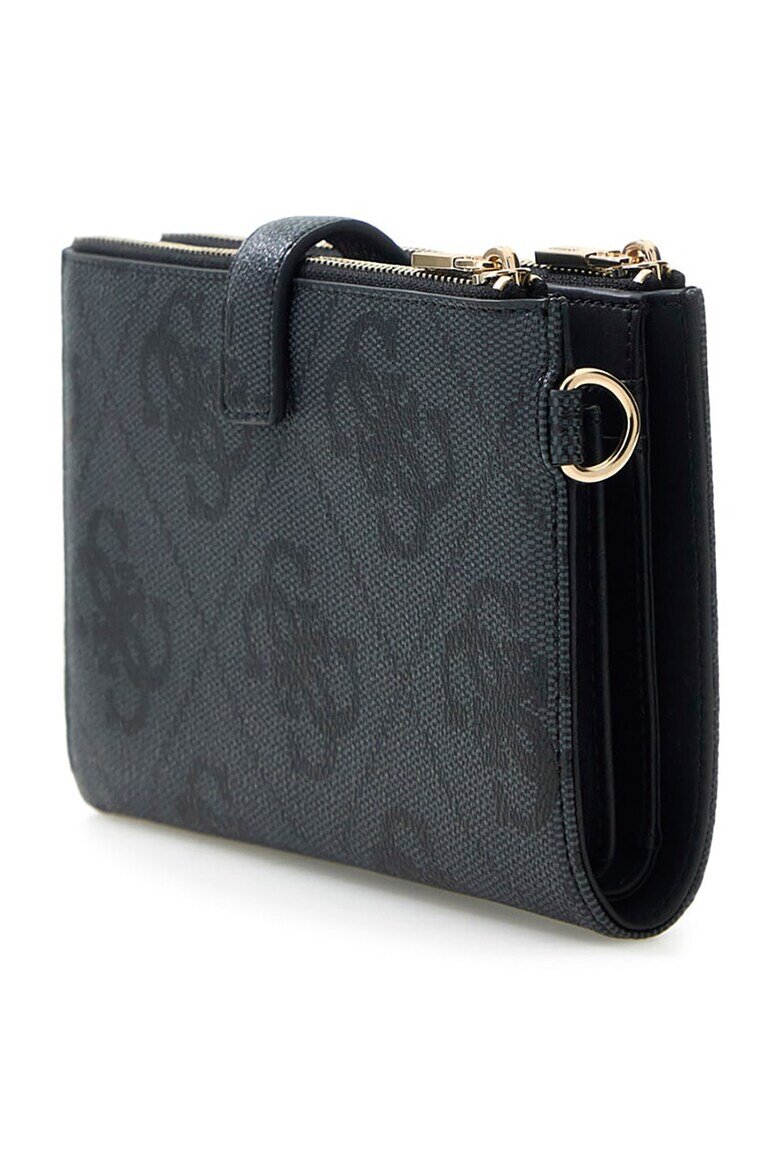 GUESS Портмоне Laurel с цип и монограм Въглен сиво