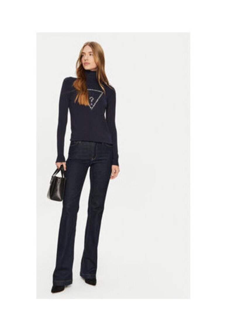 GUESS Pulover cu guler inalt si logo frontal