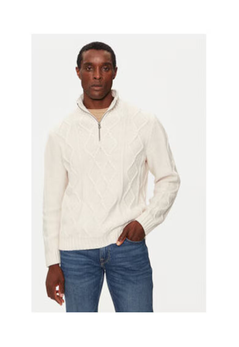 GUESS Пуловер regular fit с бродирана висока яка