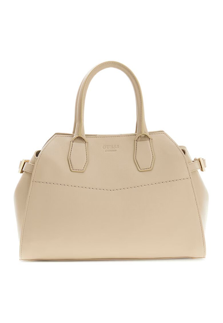 GUESS Ръчна чанта от еко кожа с цип - Светло бежово