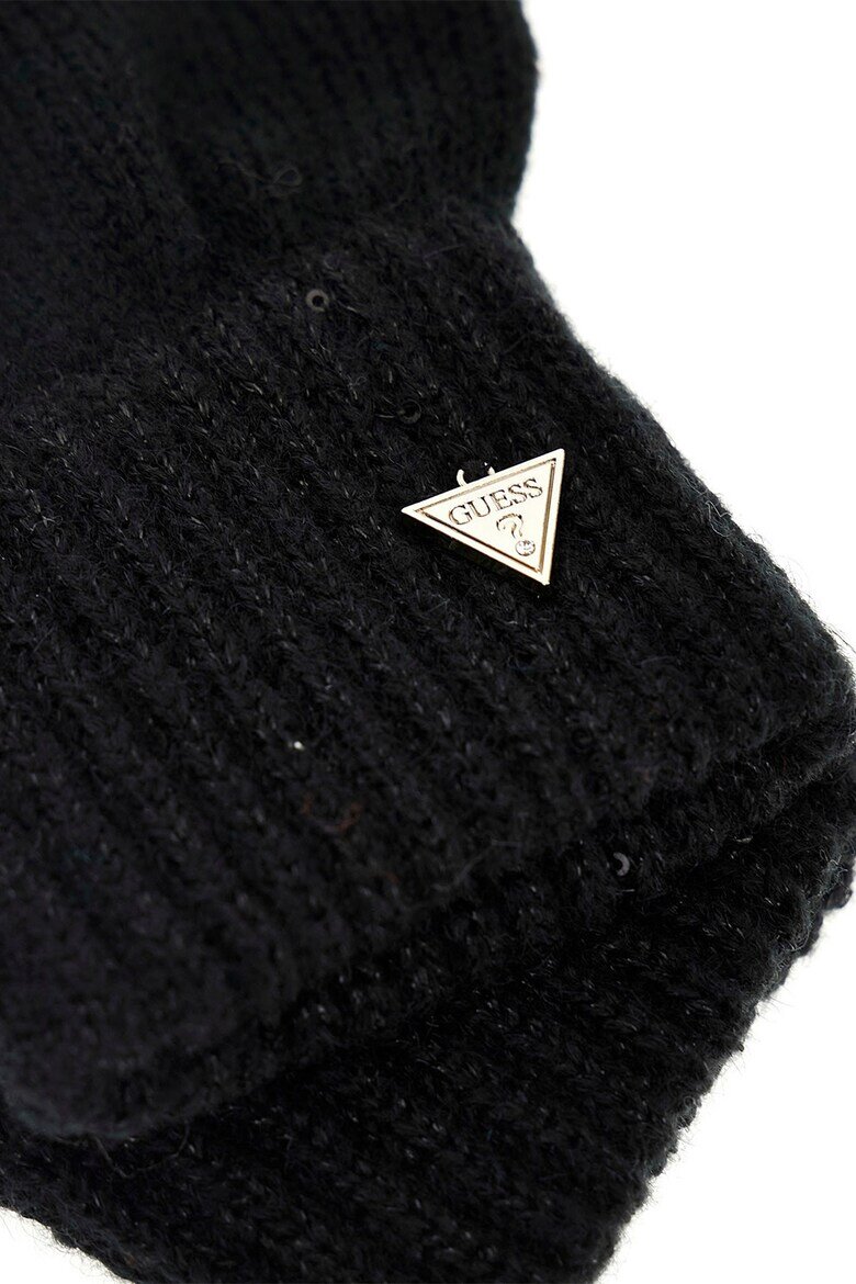 GUESS Ръкавици с вълна с лого Черен