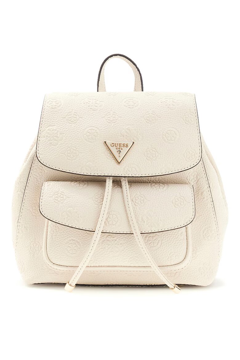 GUESS Раница Cresidia II от еко кожа с монограм Слонова кост