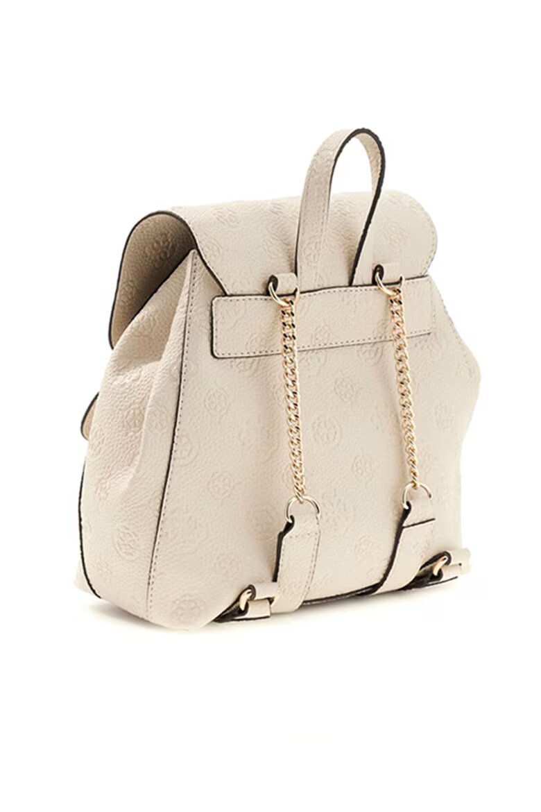 GUESS Раница Cresidia II от еко кожа с монограм Слонова кост