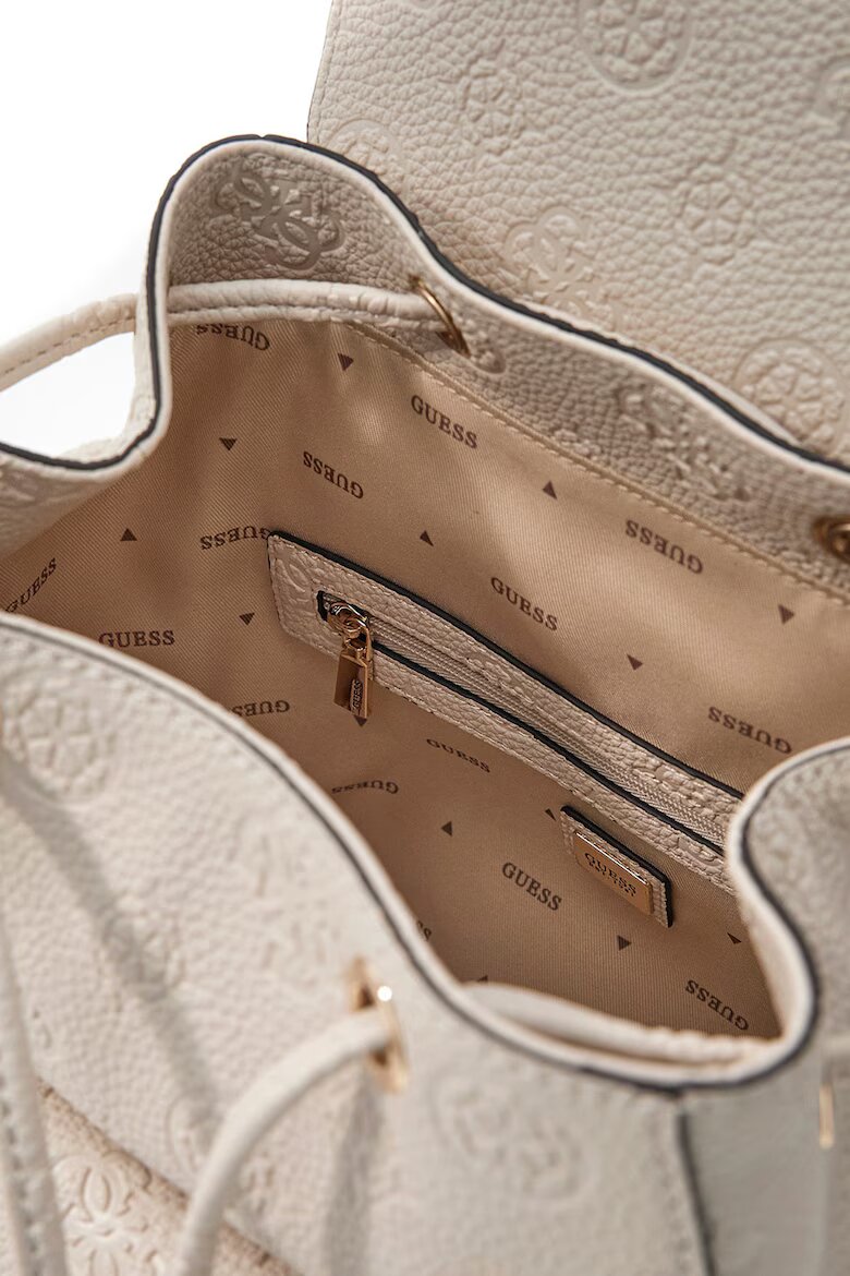 GUESS Раница Cresidia II от еко кожа с монограм Слонова кост